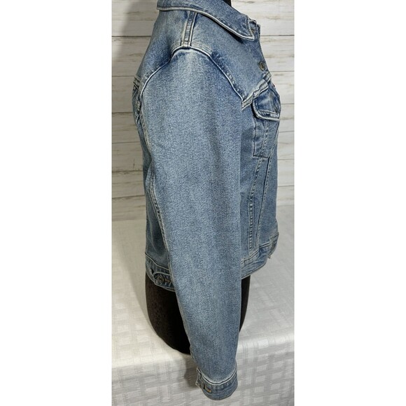 LEVIS LEVI'S SMALL Womens Blue Jean Denim Trucker JACKET Coat 90's Style vtg. - Picture 10 of 16